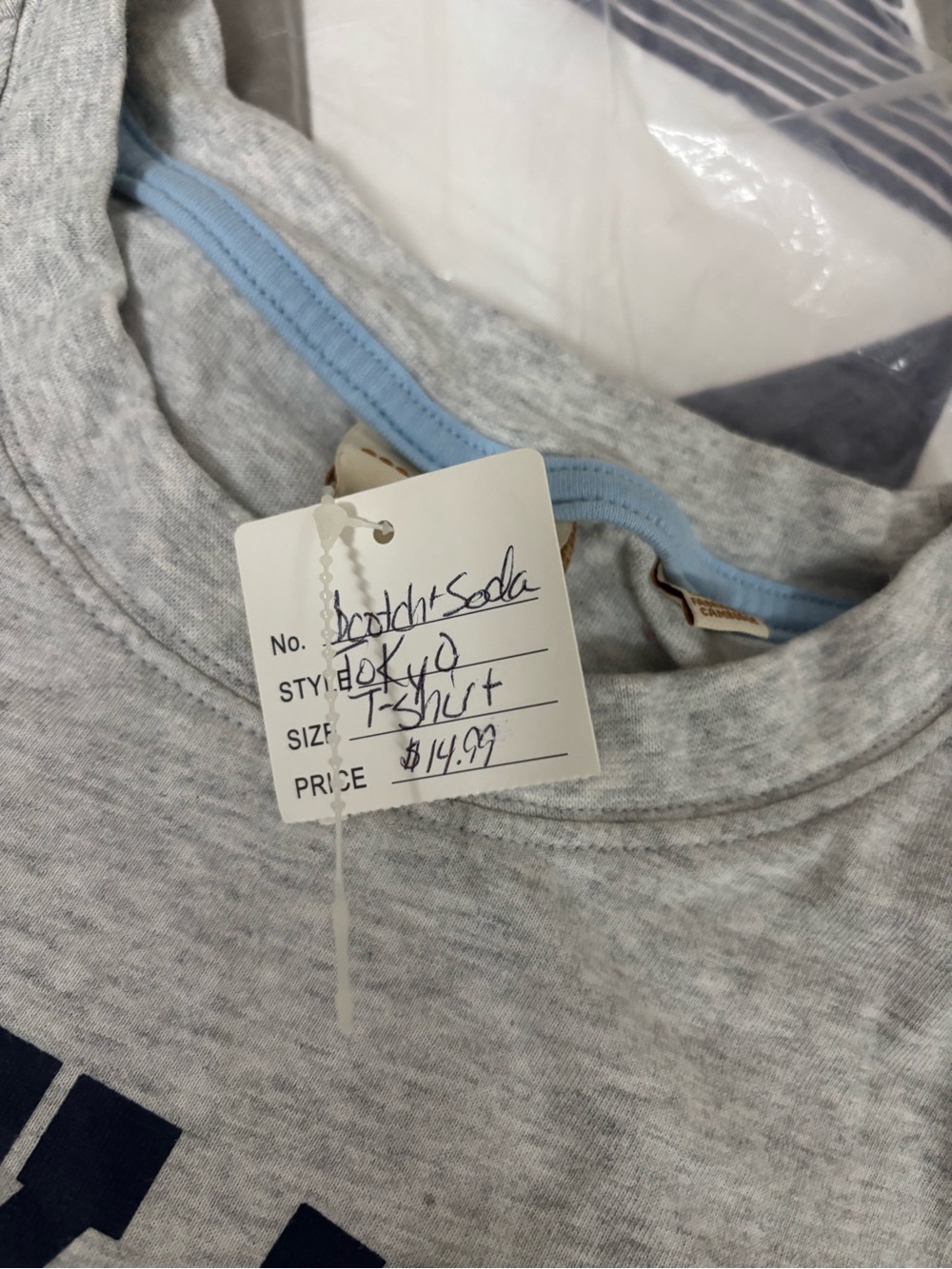 Scotch & Soda Light Gray Tee with Navy Print - Picture 3 of 7